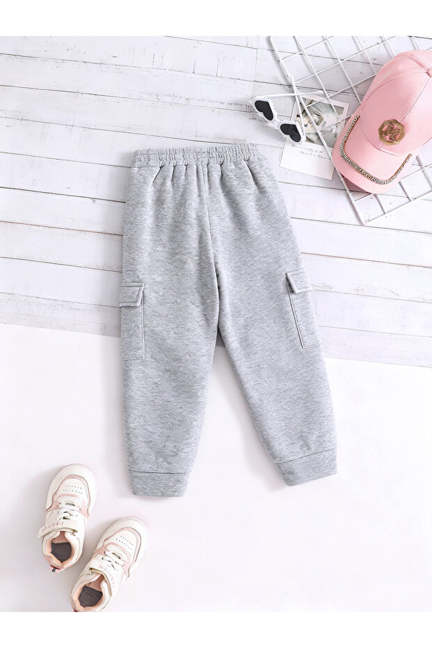 Grey Solid Cargo Joggers with Pockets - 2