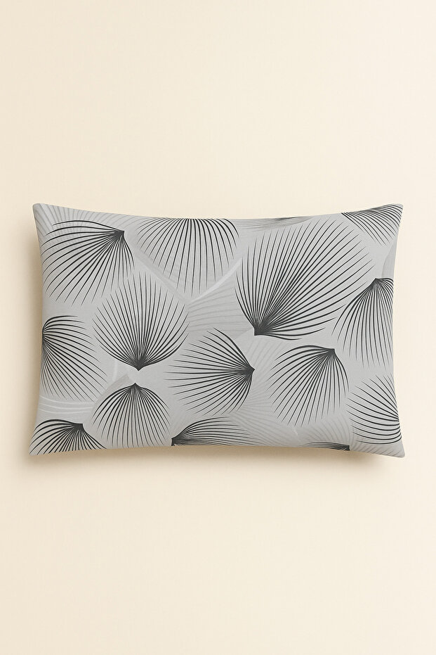 Indiba Gray Patterned 2-Piece Pillowcase Cotton Fabric with Zipper