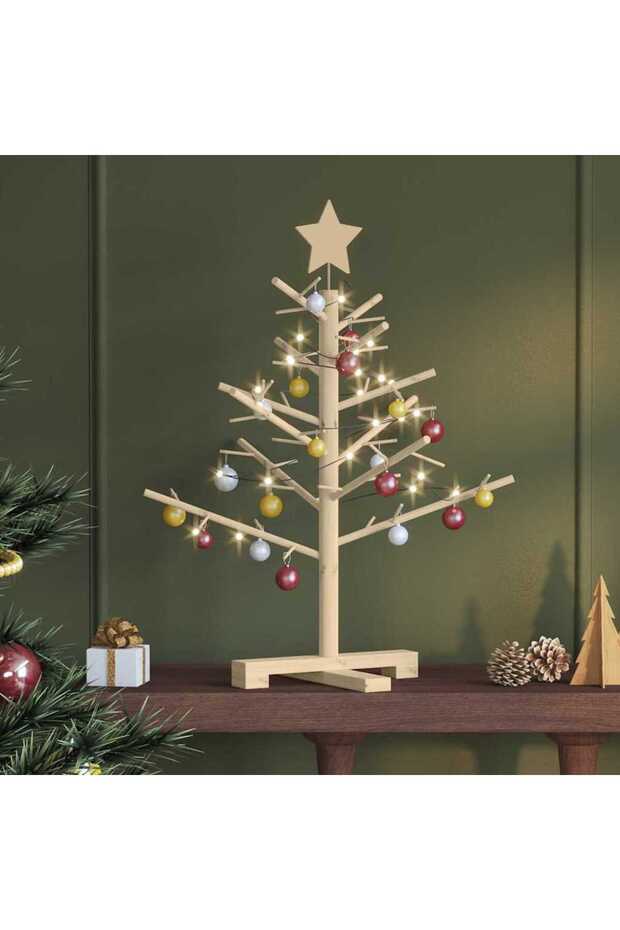 Wooden Christmas Tree with Stand Natural 75 cm Solid pine wood