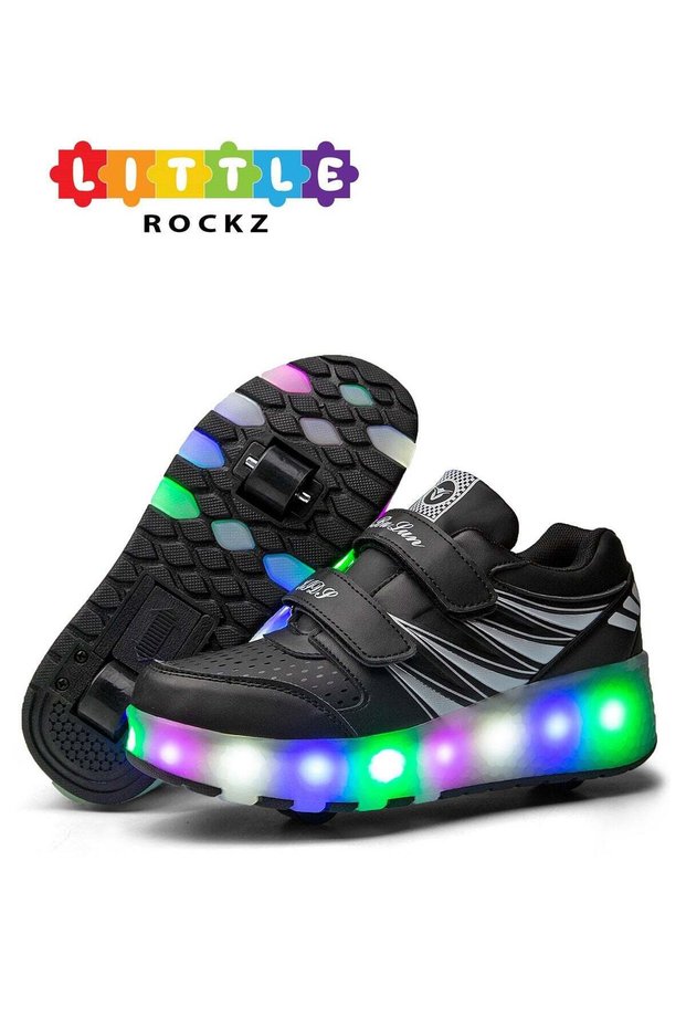 LED Flash Light Fashion Shiny Sneaker Skate Heelys Shoes With Wheels And Lightning Sole