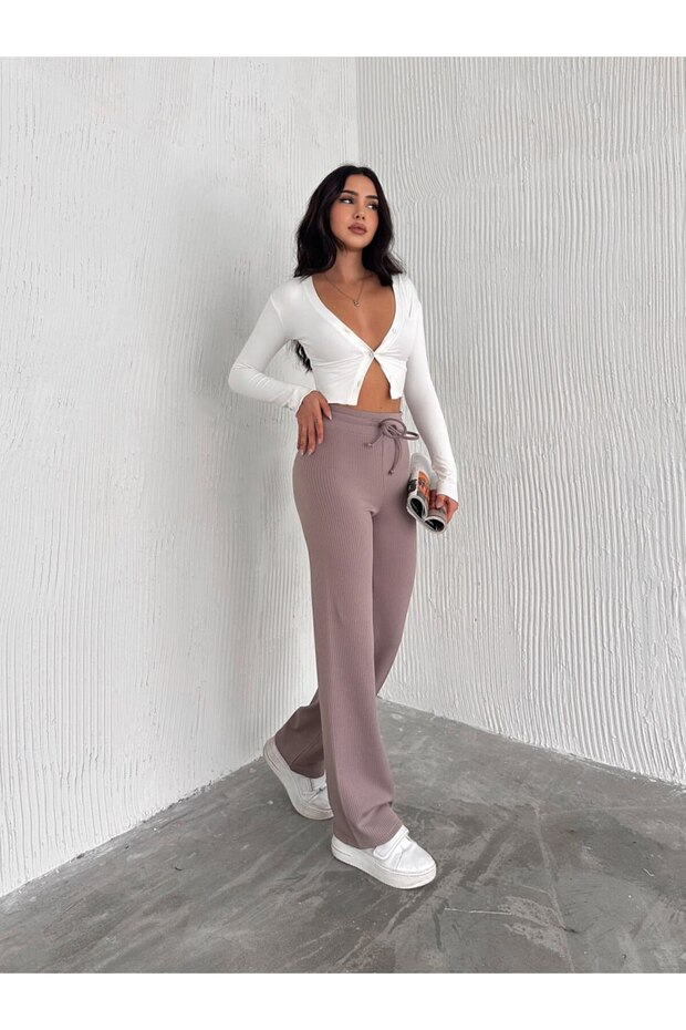 Women Ribbed High Waist Pants