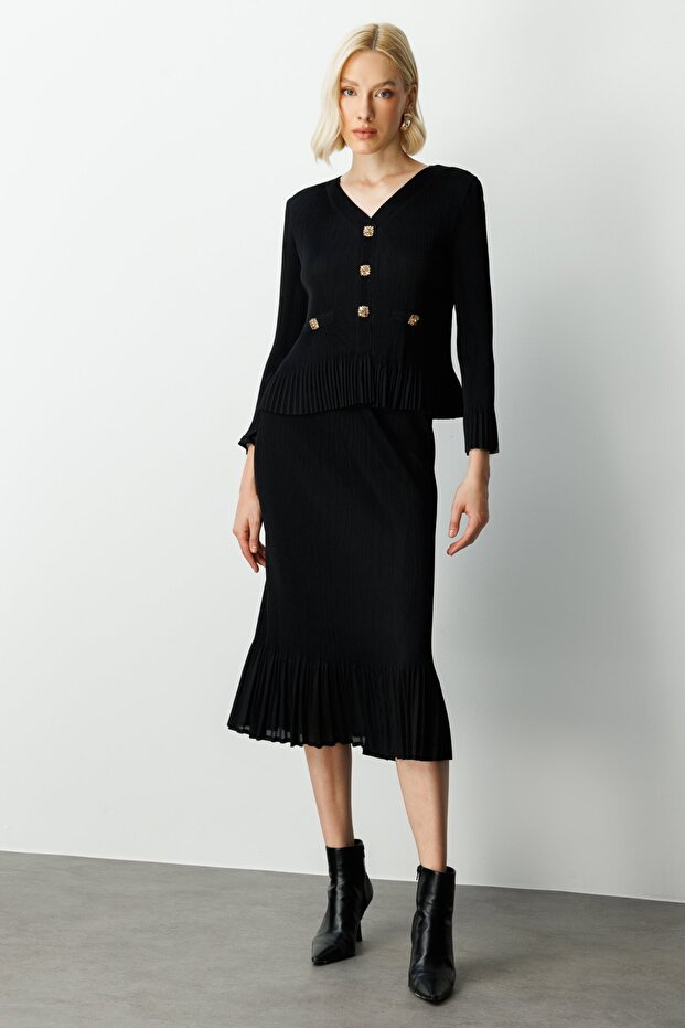 Süs Düğmeli Piliseli Bluz 3913-26k - 2