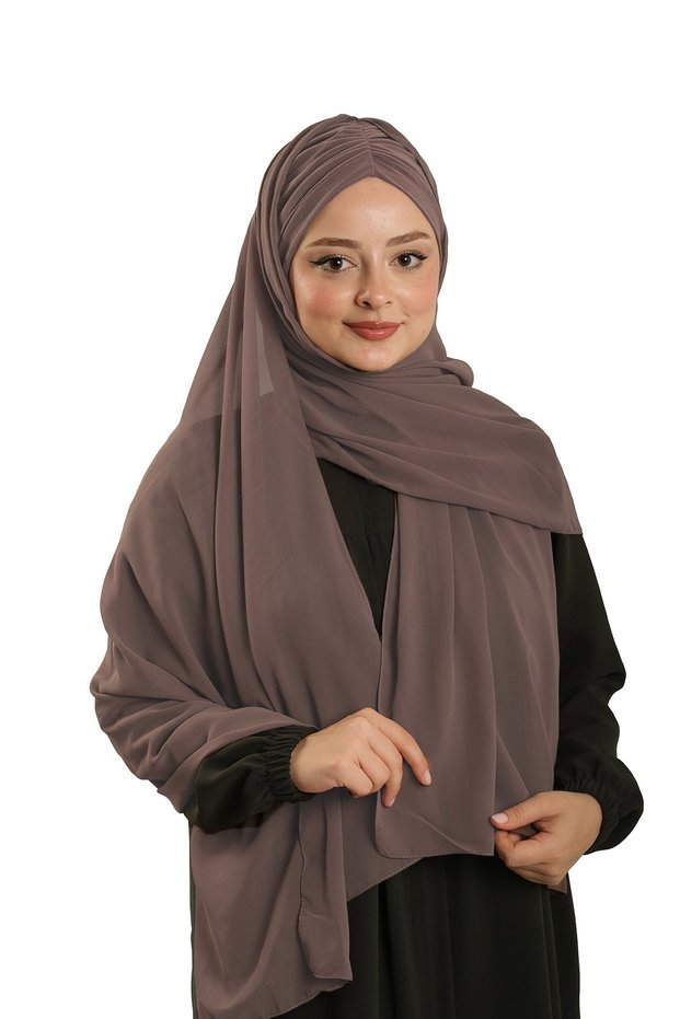 Mink Practical Ready-To-Wear Bonnet Shawl Chiffon Draped 2507_10