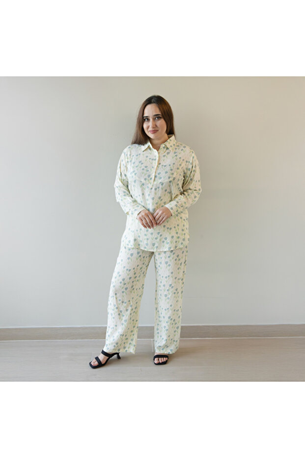 Ladies Printed Co-ord Set- Rayon Pant and Top, LPS0055