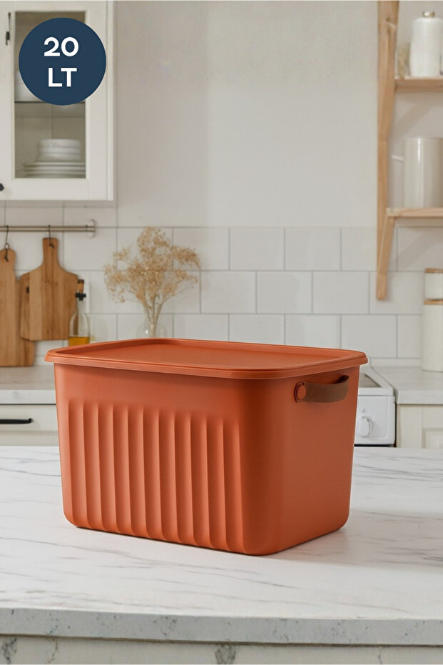 صندوق تنظيم كبير الحجم متعدد الأغراض بغطاء على الطراز الاسكندنافي سعة 20 لتر - 1