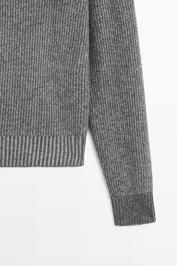 Fermuarlı dik yaka triko kazak - 7