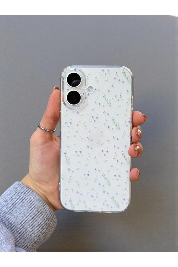 iPhone 16 Compatible Transparent Floral Pattern Soft Camera Protection Silicone Case
