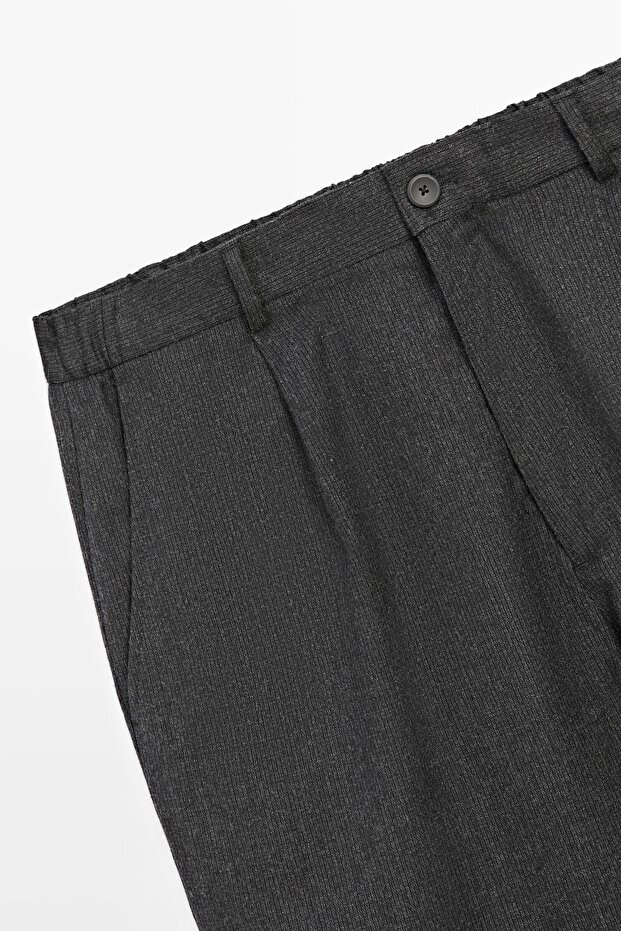 Straight fit kareli dokulu pantolon - 7