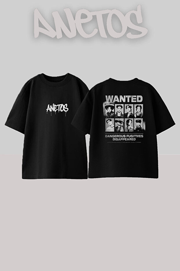 Ateez Design Back Printed Cotton Black Oversized T-Shirt