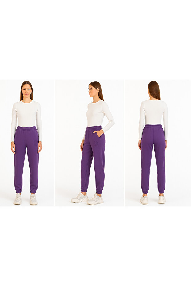 189-10-25 Girl's Four-Leaf Detailed Sweatpants, Age 12/16