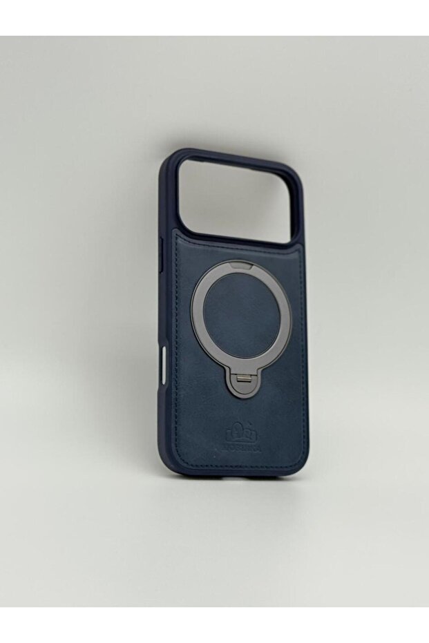 Luxury Faux Leather MagSafe Phone Case with Magnetic Ring Stand - iPhone 17 Pro Cover