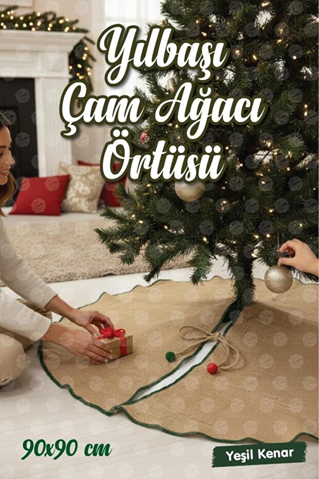 Christmas Pine Tree Six Foot Cover Jute with Overlock Edging,90 Cm-T1515