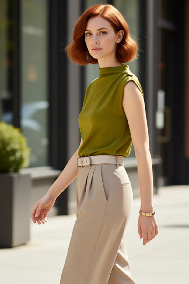 Fitted Stand Collar Scuba Crepe Knitted Blouse Casual Style Carefully Selected Long-Lasting Comfortable Cut