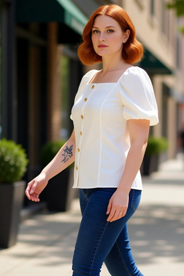 Women's Square Neck Balloon Sleeve Blouse Comfortable and Stylish Choice Quality Stylish Comfortable Modern