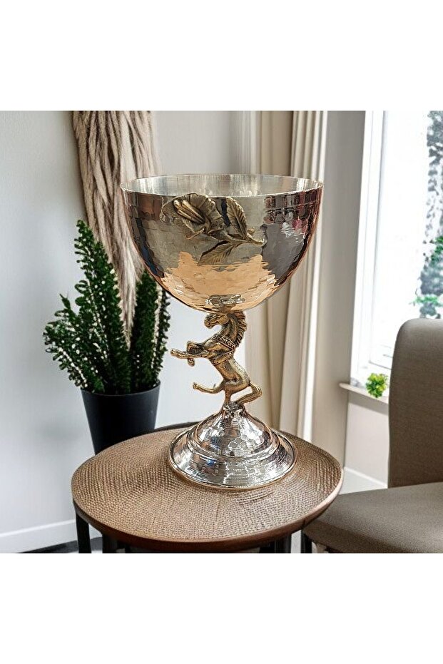 Copper Fruit Bowl Copper Kura Piped K 21×14 cm Hammered Embossed Floral Horse Footed Copper Sugar Bowl