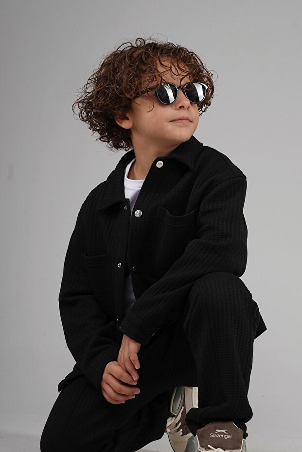 Kingbrich Kids Front Snap Jacquard Shirt Set