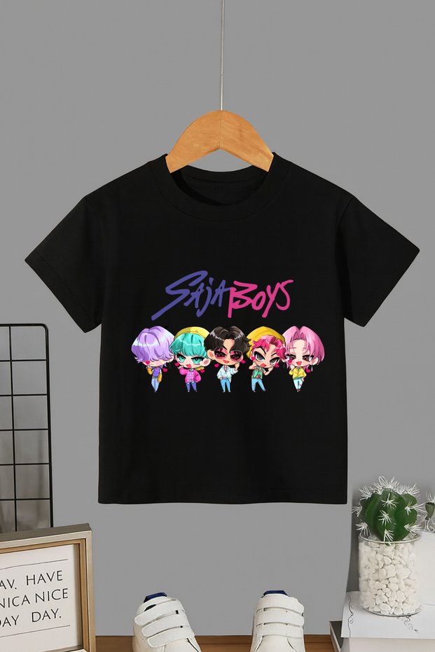 K-Pop Demon Hunters Saja Boys Printed Black-And-White T-Shirt T-Shirt