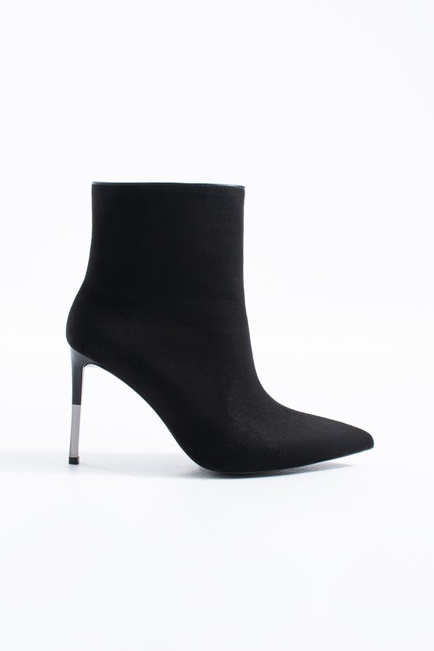 Zayko Women's Zippered Daily Heeled Boots Black Suede