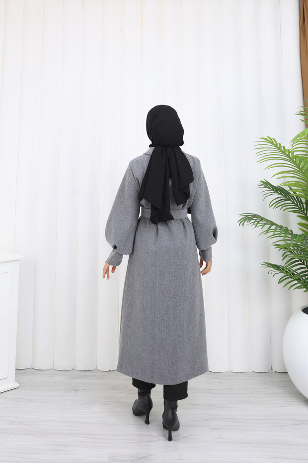 معطف طويل بحزام - 7