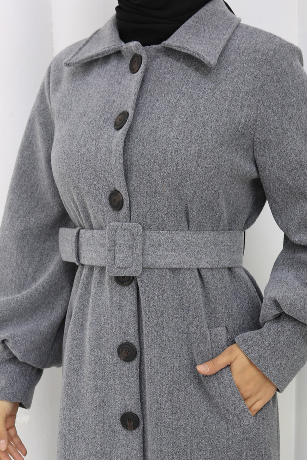 معطف طويل بحزام - 5