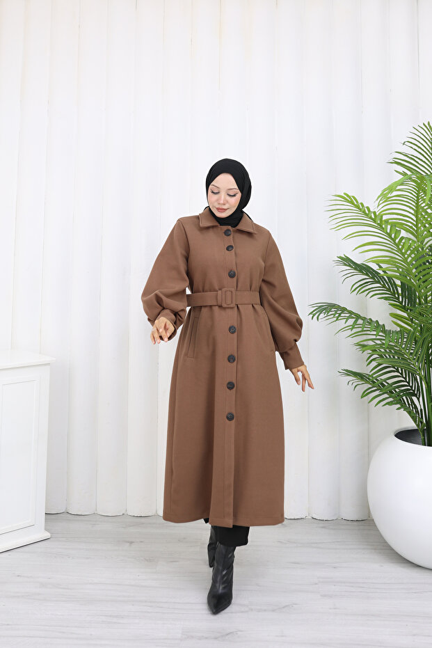 معطف طويل بحزام - 5