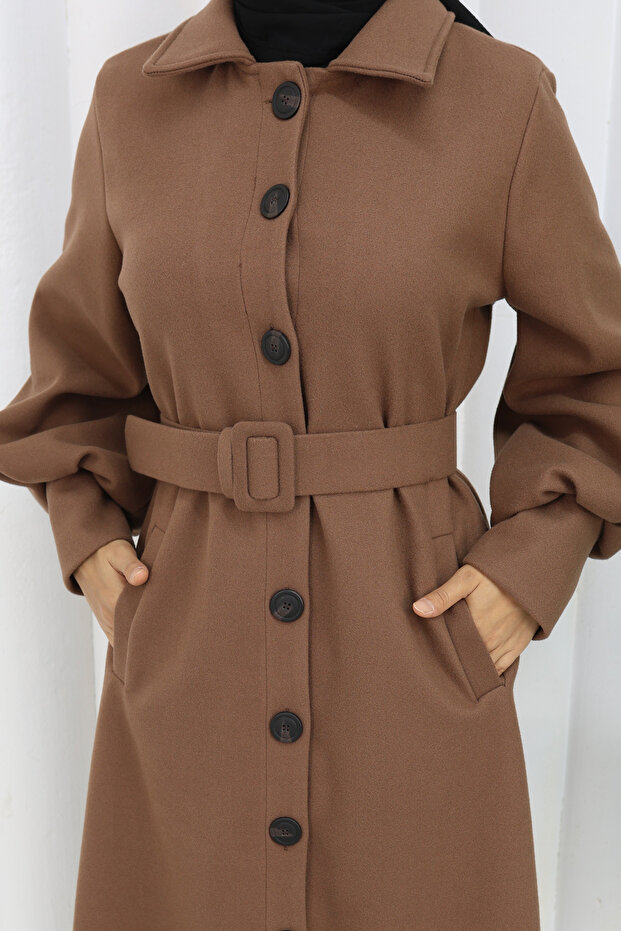 معطف طويل بحزام - 4