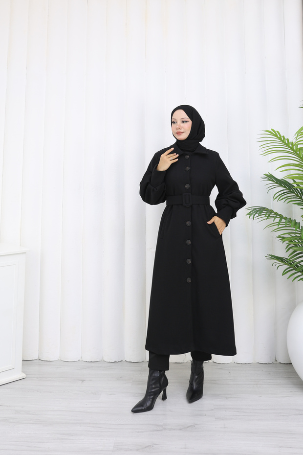 معطف طويل بحزام
