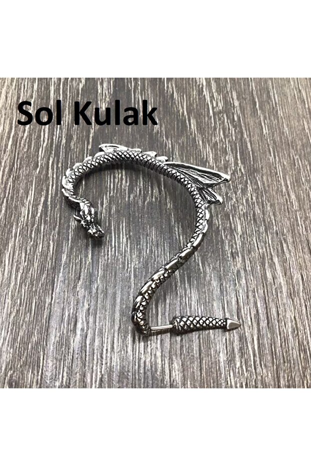 Ear Cuff Dragon Design Nail Model S+ Quality 316L Stainless & Non-Tarnish Steel Earring Single Piece