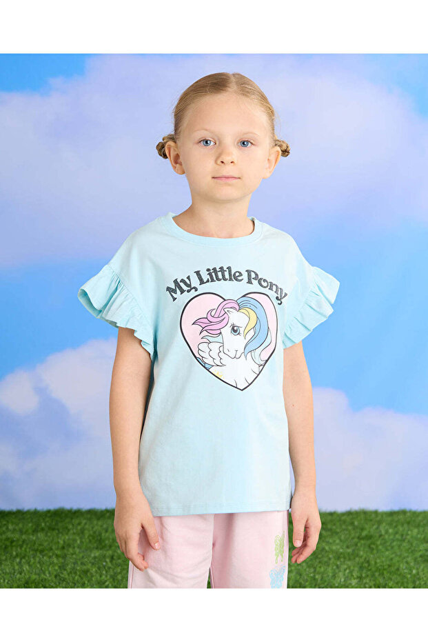 Girls Blue My Little Pony Glitter Printed T-Shirt