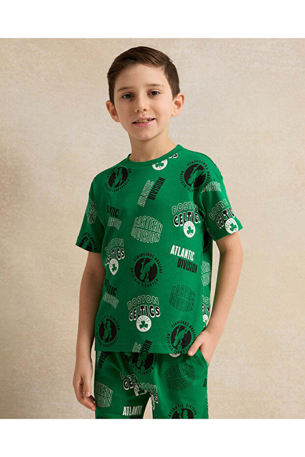 Boys Green Boston Celtics Printed T-Shirt
