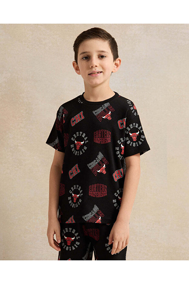 Boys Black Printed T-Shirt