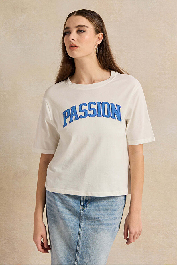 Women White Embroidered T-Shirt