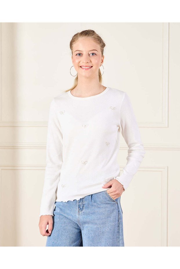 Senior Girls White Rib T-shirt