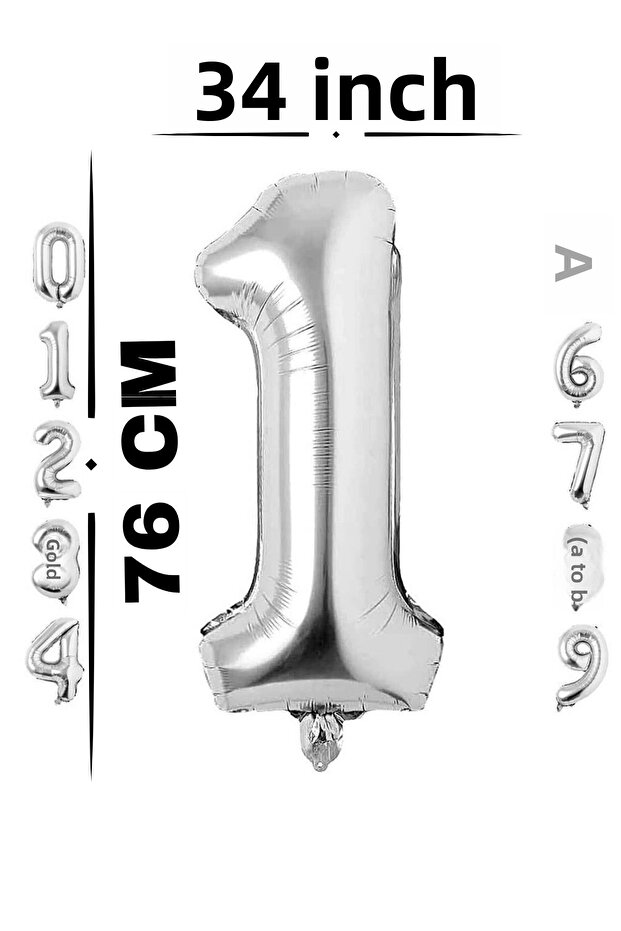 Foil Balloon Number Silver Color 34 Inch 76 cm Helium Compatible
