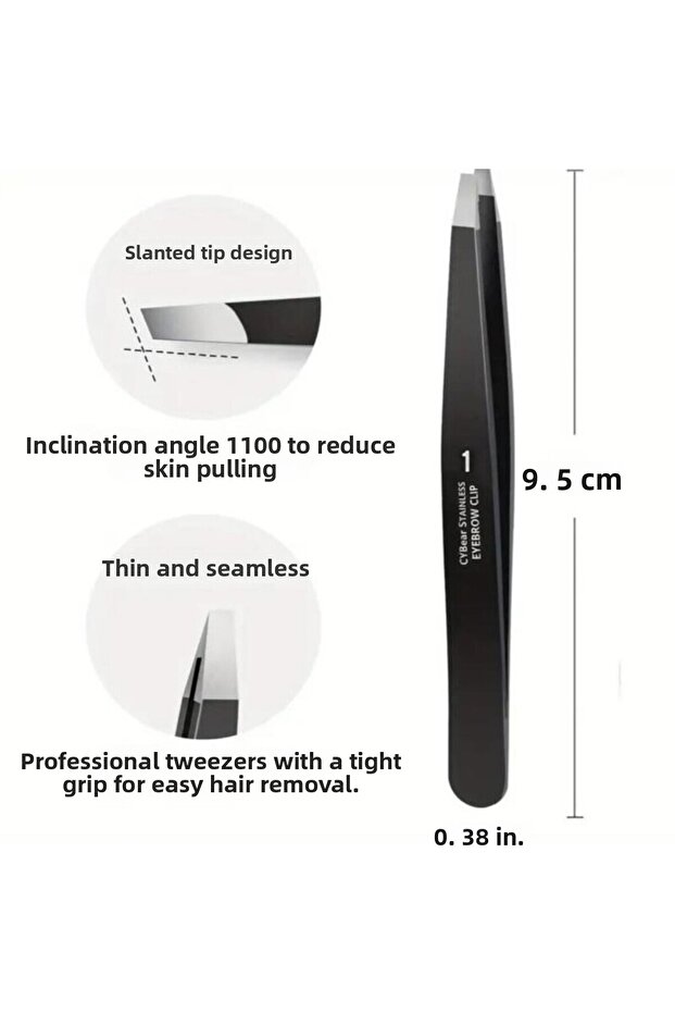 Tweezers Straight Black Pointed Wide Mouth