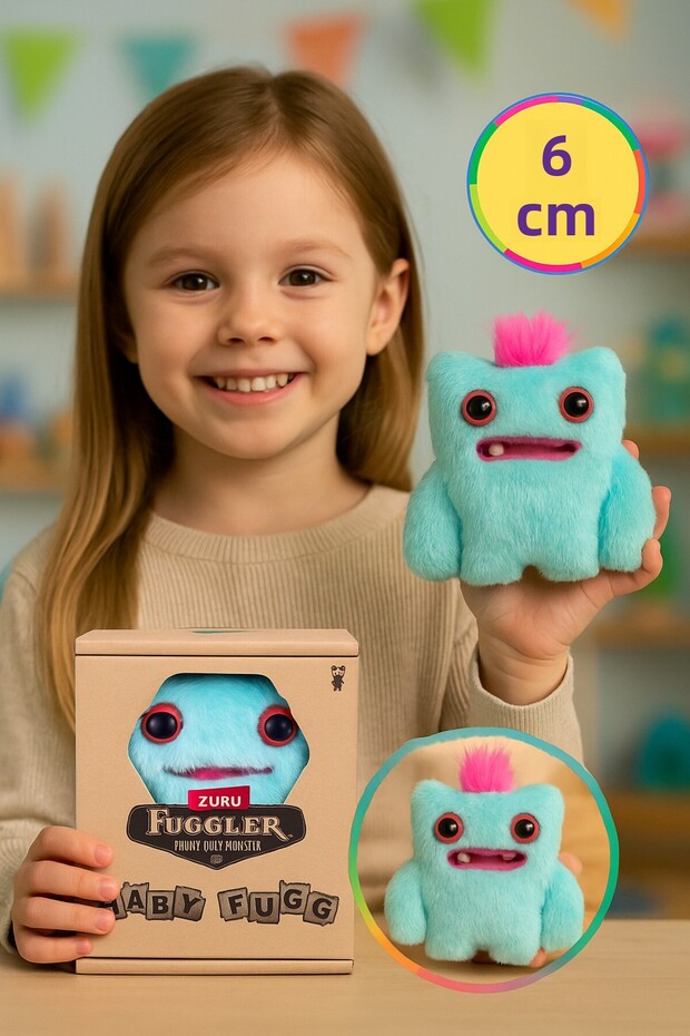 Mini Collectible Zuru Fuggler Baby Fuggs Funny Ugly Plush Toy Wide Eyed Weirdo Blue 9cm