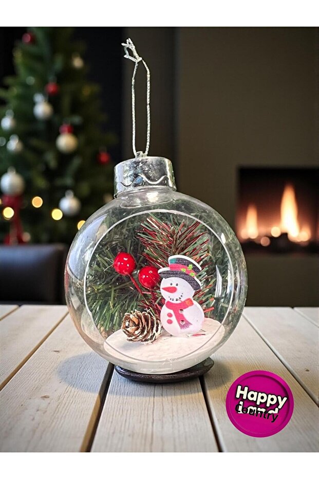 Christmas Tree Ornament 1 Piece Transparent Snowman Topper 10cm Terrarium Ornament Hpy26059