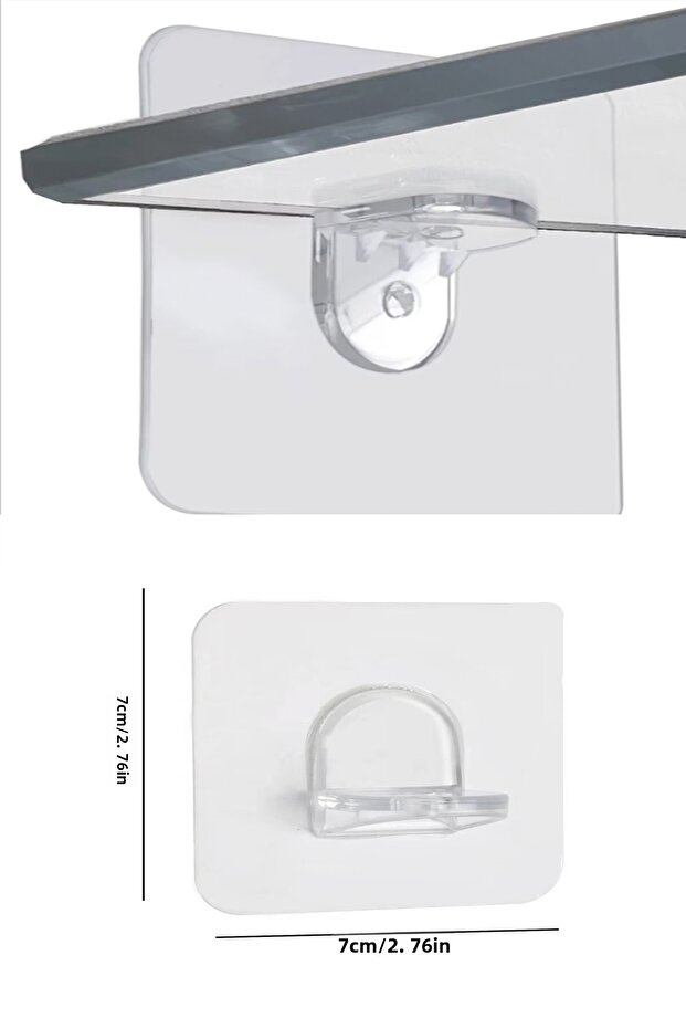 Transparent Adhesive Shelf Holder Bracket, Shelf Fixing, Shelf Holder 1 Piece - 5