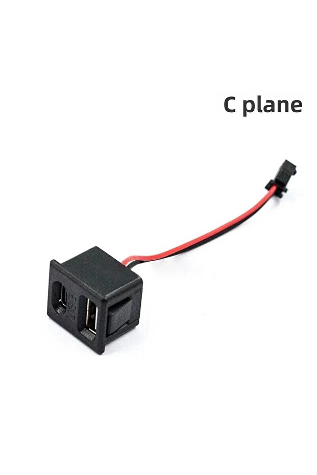 1 قطعة من قاعدة USB أنثى مزدوجة الطبقة باللون الأسود ومقبس USB أنثى من النوع C ومصباح شحن USB S