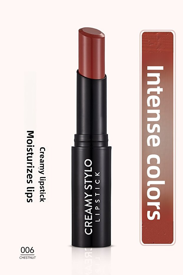 Semi Glossy Stick Lipstick - Creamy Stylo Lipstick -006 Chestnut-8682536013666