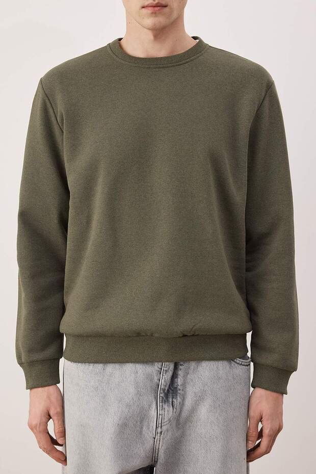 Siyah-Haki-Bej 3'lü Paket Regular/Normal Kesim Basic İçi Polar Sweatshirt TMNAW26SW00006 - 9