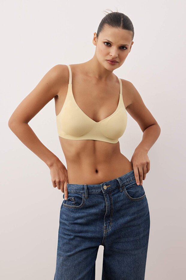 Ten Hayalet Dikişsiz/Lazer Kesim Balensiz Kaplı Micro Bralette Örme Sütyen THMAW26SU00024 - 2