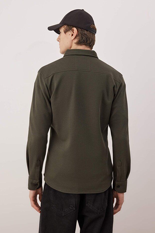Haki Regular fit Dokulu Erkek Gömlek TMNAW26GO00023 - 4