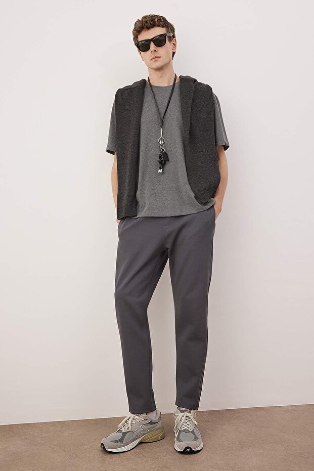 Anthracite Straight Fit Men's Trousers Tmnaw26Pl00012