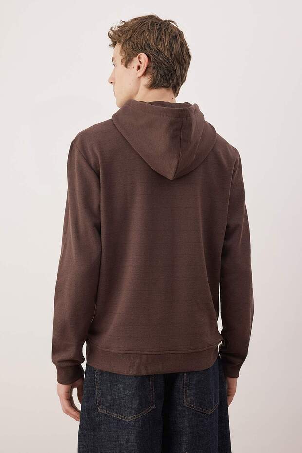 Siyah-Kahverengi 2'li Paket Kapüşonlu Regular Kesim İçi Polarlı Sweatshirt TMNAW24SW00000 - 4