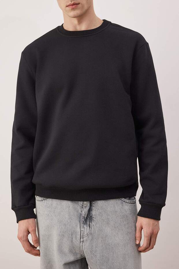 Siyah-Haki-Bej 3'lü Paket Regular/Normal Kesim Basic İçi Polar Sweatshirt TMNAW26SW00006 - 3