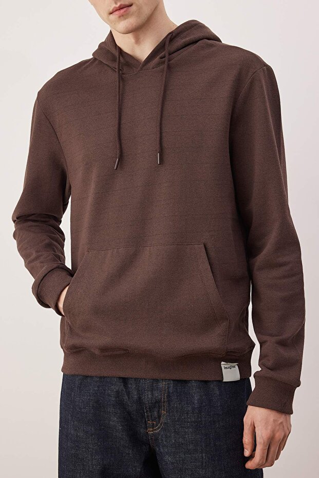Siyah-Kahverengi 2'li Paket Kapüşonlu Regular Kesim İçi Polarlı Sweatshirt TMNAW24SW00000 - 3
