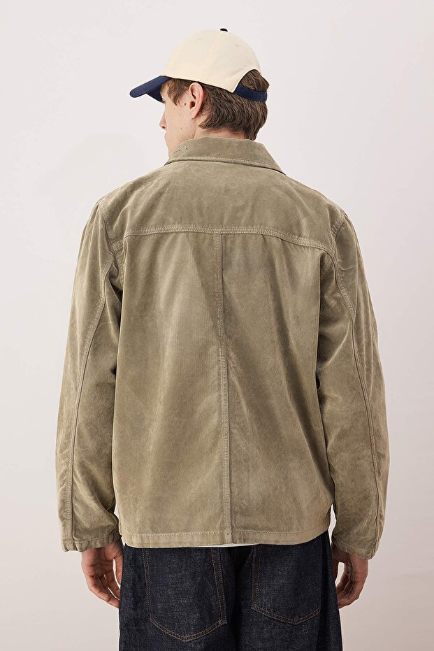 Haki Regular Fit Cepli Kaplamalı Denim Ceket TMNAW26CE00002 - 5