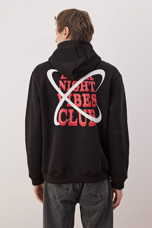 Siyah Regular / Normal Kesim Sırt Baskılı Örme Sweatshirt TMNAW20SW0163 - 4