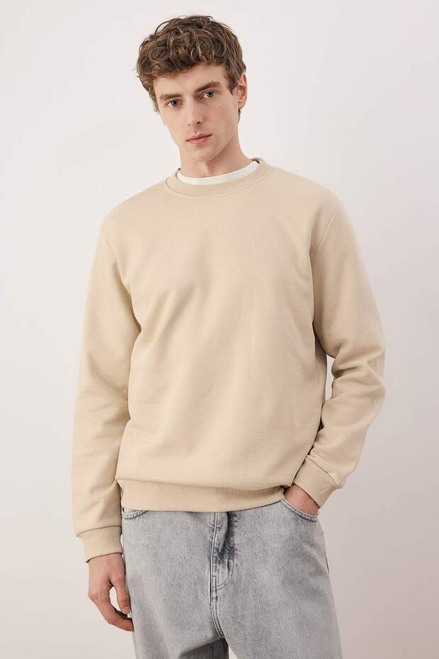 Siyah-Haki-Bej 3'lü Paket Regular/Normal Kesim Basic İçi Polar Sweatshirt TMNAW26SW00006 - 5